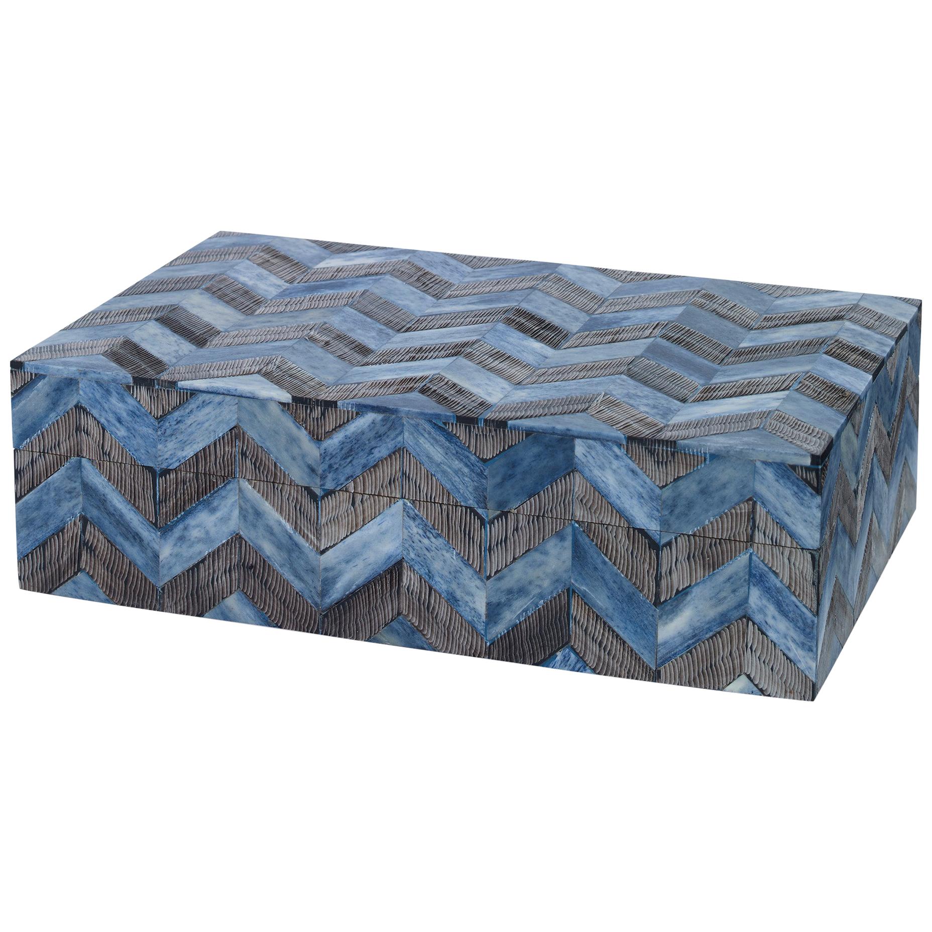 Bethel Decorative Box in Zigzag Pattern Made with Bone and Horn by CuratedKravet