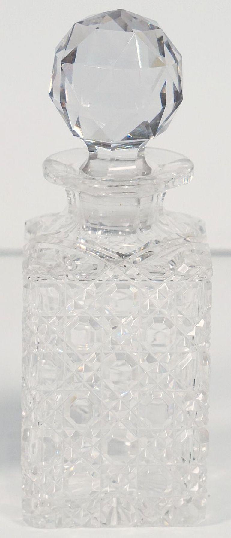 Betjemann's Three-Bottle Tantalus with Original Hobnail Crystal Decanters 9