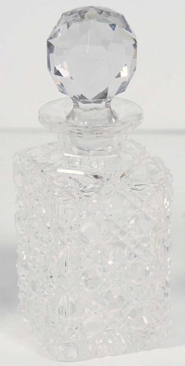 Betjemann's Three-Bottle Tantalus with Original Hobnail Crystal Decanters 10