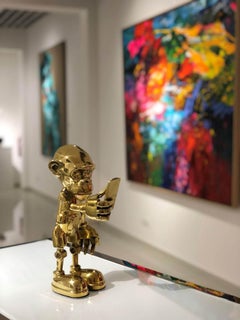 Toy Art  - Golden bronze sculpture, 2022