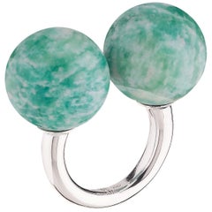 Betony Vernon "Anello da massaggio con amazzonite a doppia sfera" A. Silver 925