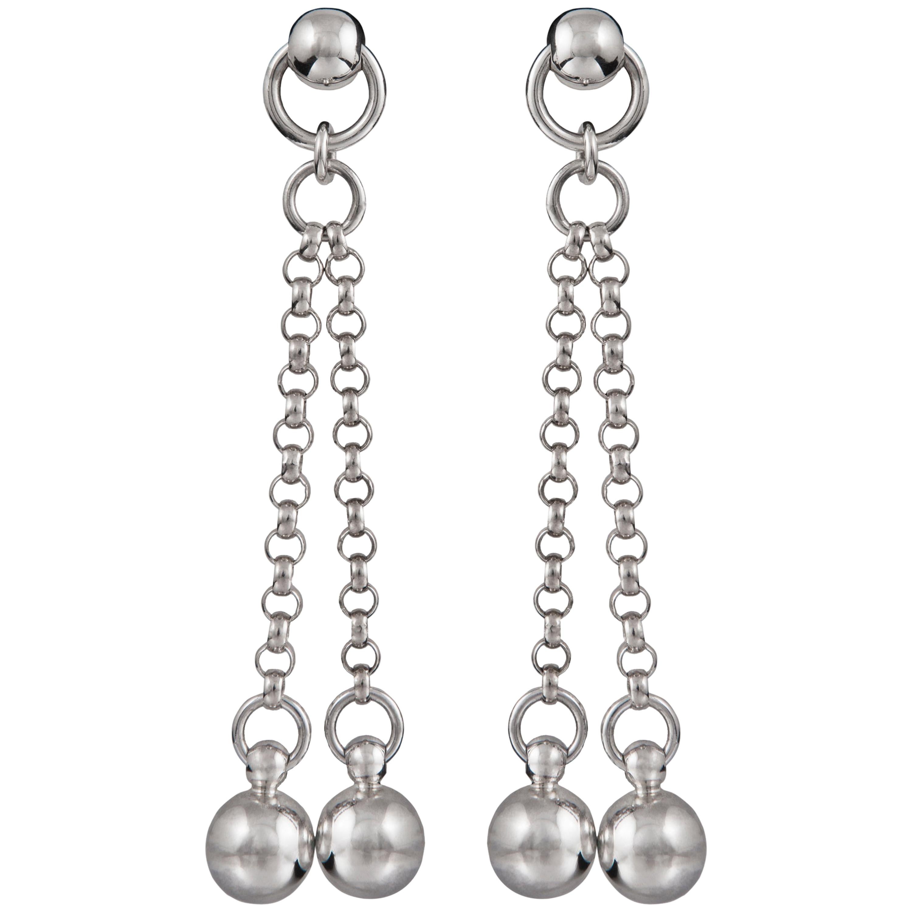 Betony Vernon "Double Sphere Cocktail Earrings" Sterling Silver 925 in Stock For Sale