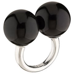 Betony Vernon "Double Sphere Onyx Massage Ring" Sterling Silver 925 in Stock