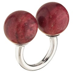 Betony Vernon "Double Sphere Thulite Massage Ring" Sterling Silver 925 in Stock