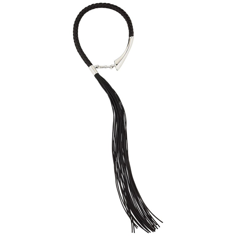 Betony Vernon "Leather Whip Necklace" Sterling Silver 925 For Sale