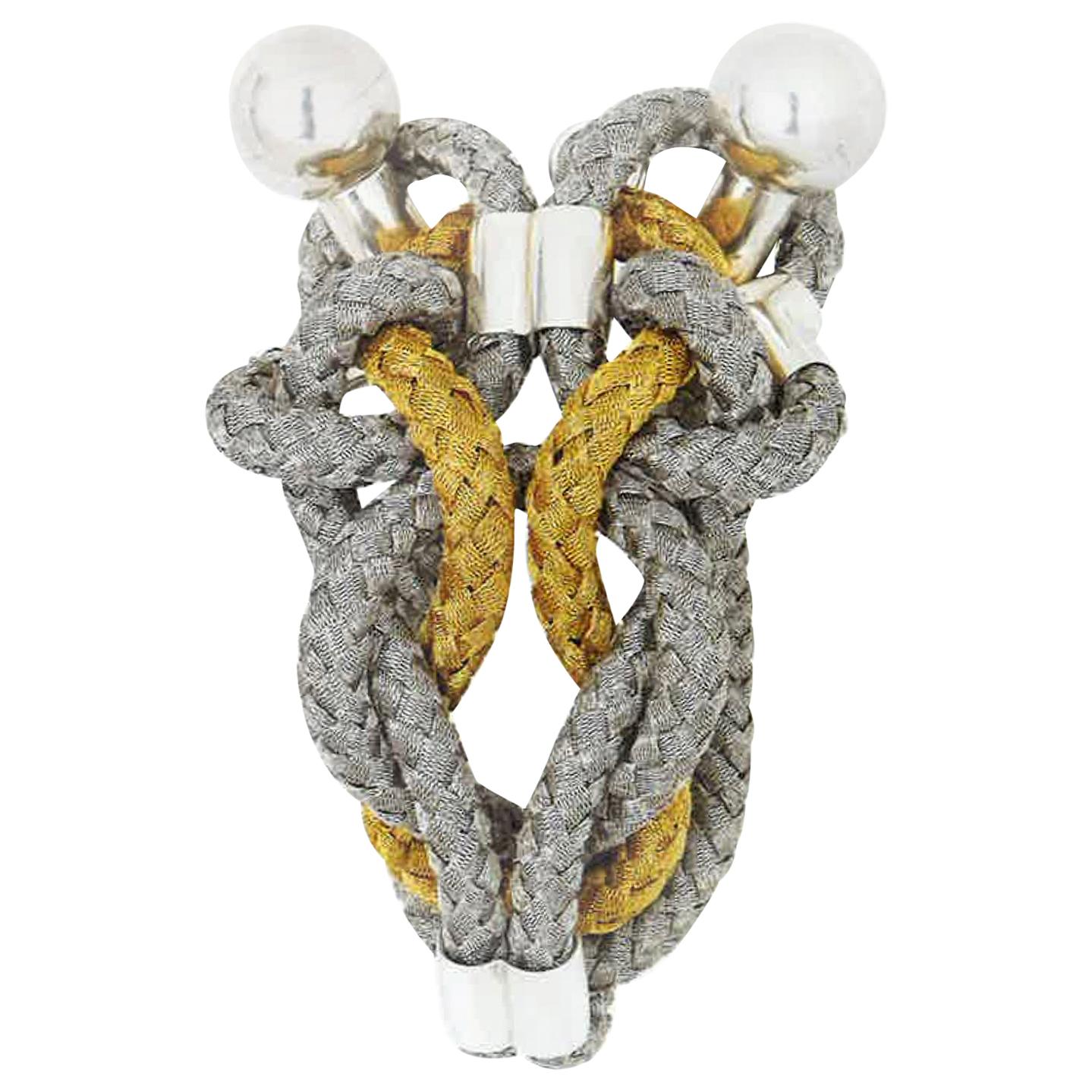 Betony Vernon "Noble Knot Bracelet" 18 Karat Gold Sterling Silver 925 in Stock For Sale
