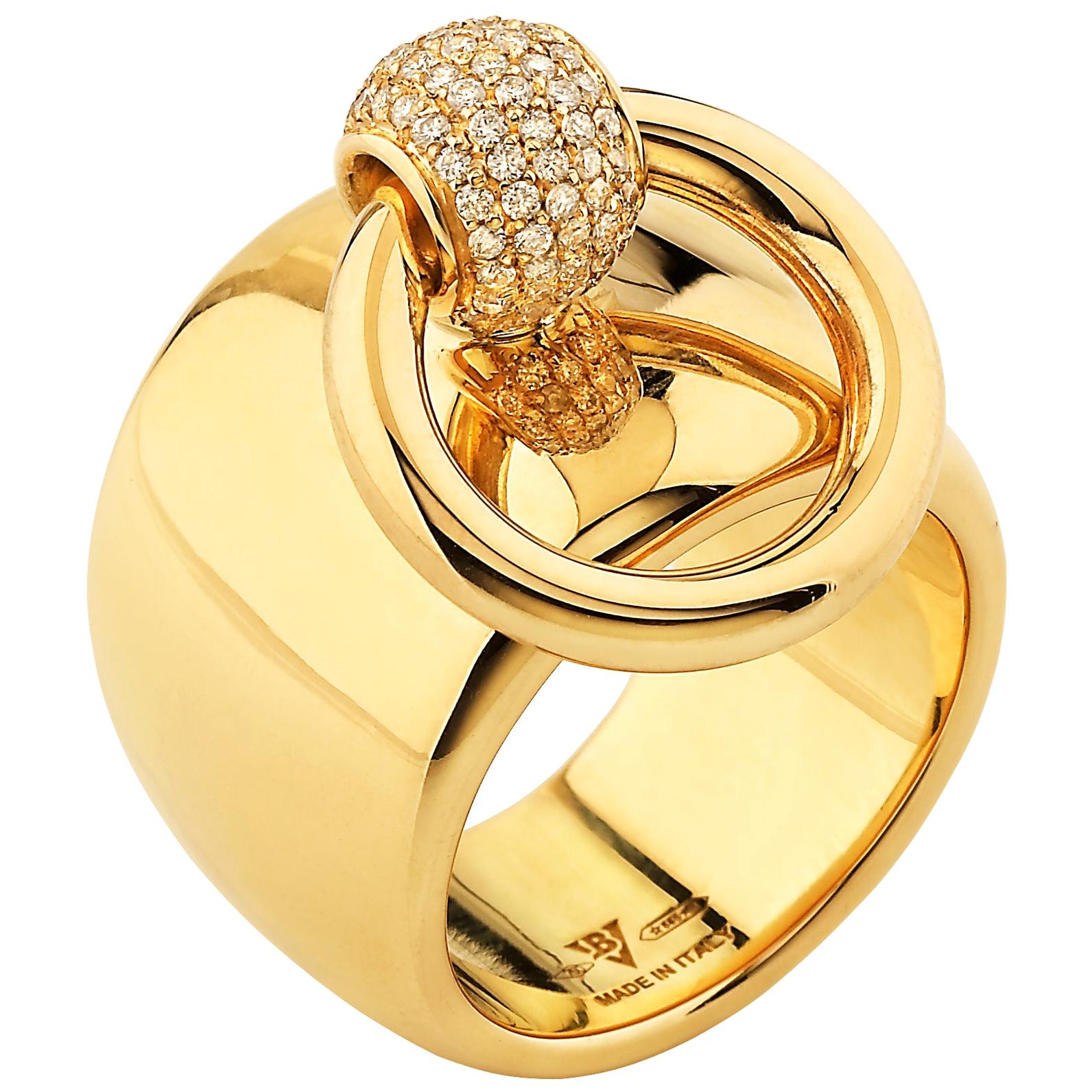 Betony Vernon "O'Ring Band Large Diamond Pavée" Ring 18 Karat Gold in Stock