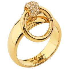 Vintage Betony Vernon "O-Ring Band Mini Diamond Pavée" Ring 18 Karat Gold in Stock