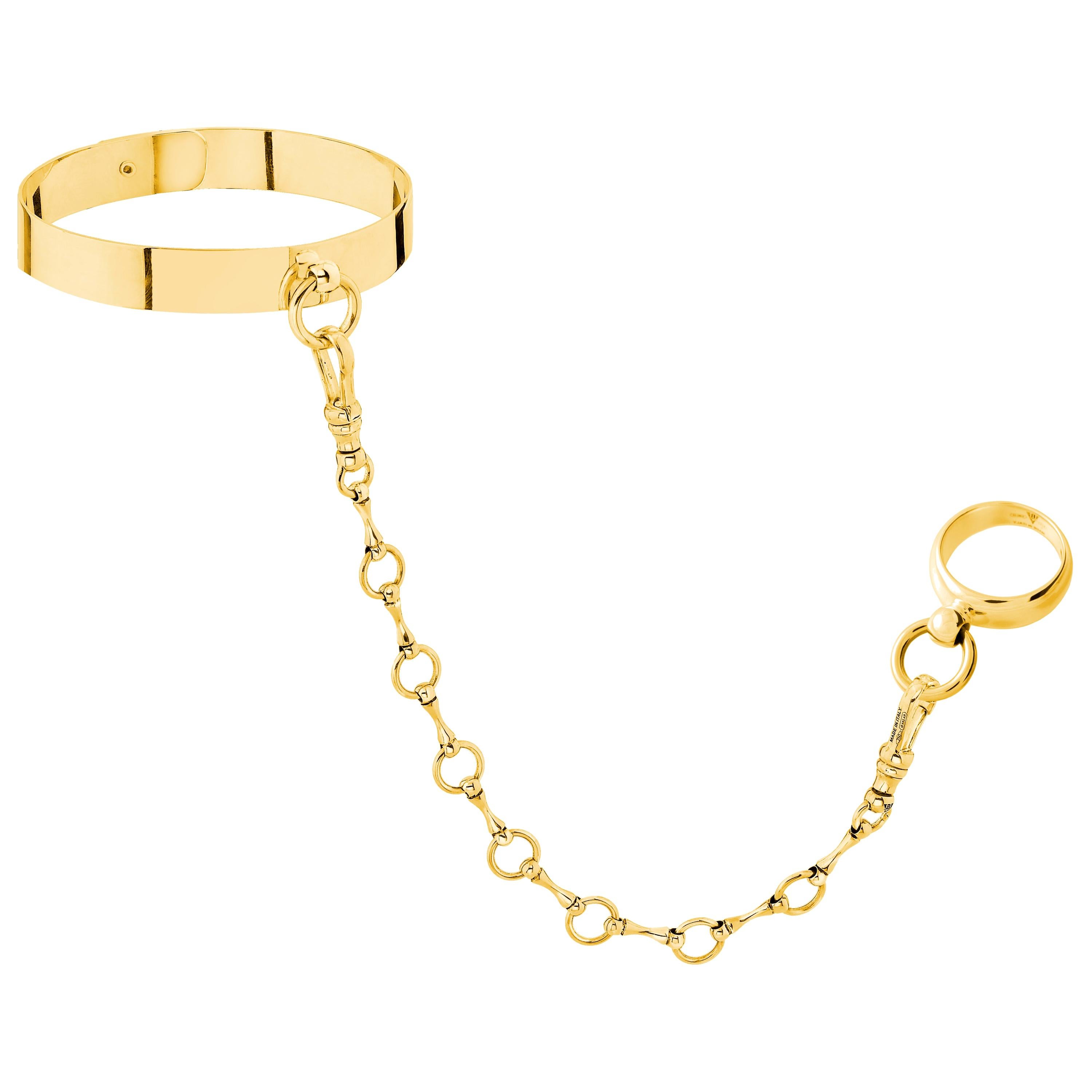 Betony Vernon "O'Ring Cuff Kit Mini" Bracelet Ring Chain 18 Karat Gold For Sale