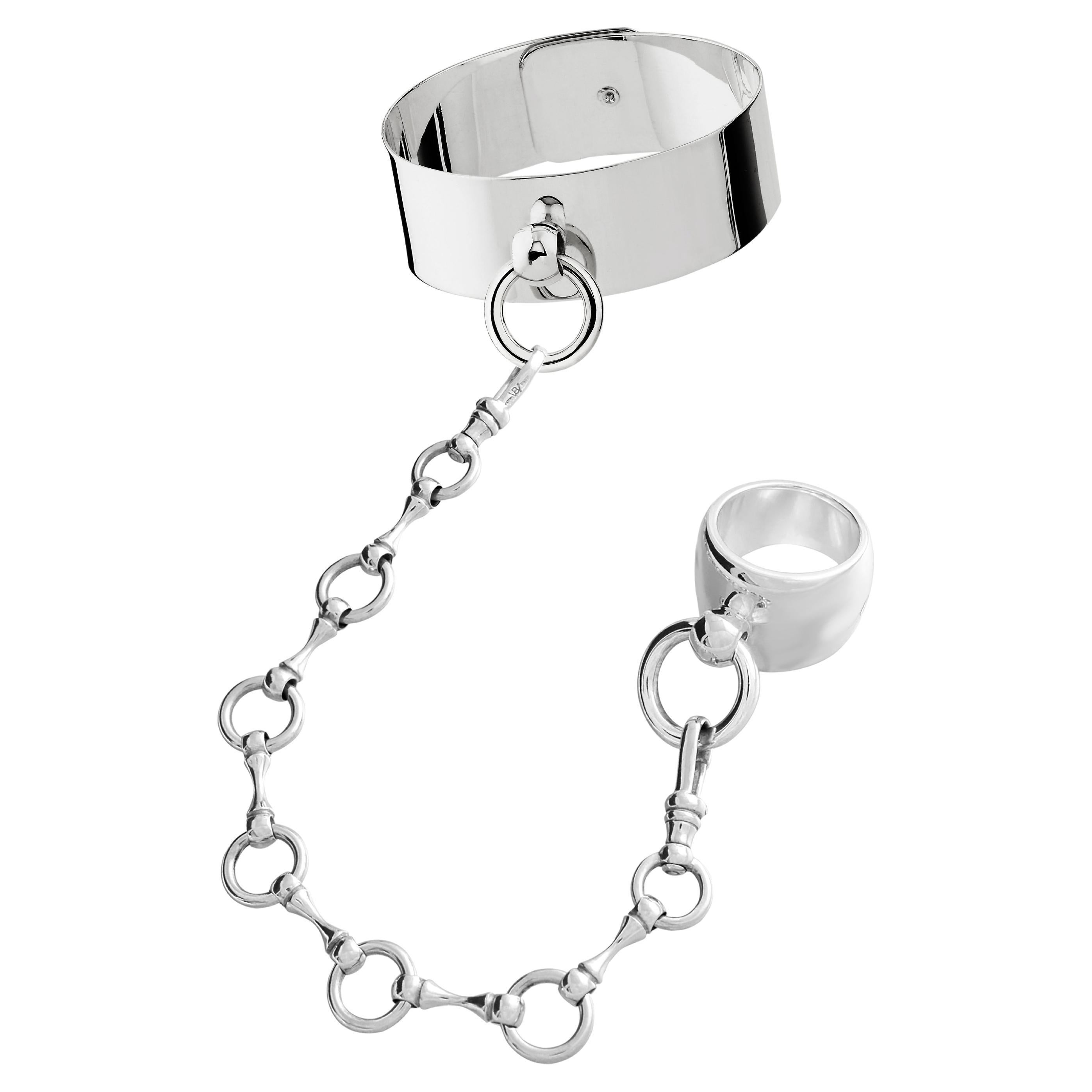 Betony Vernon "O-Ring Cuff Kit" Medium Bracelet Chain Ring Sterling Silver 925 For Sale