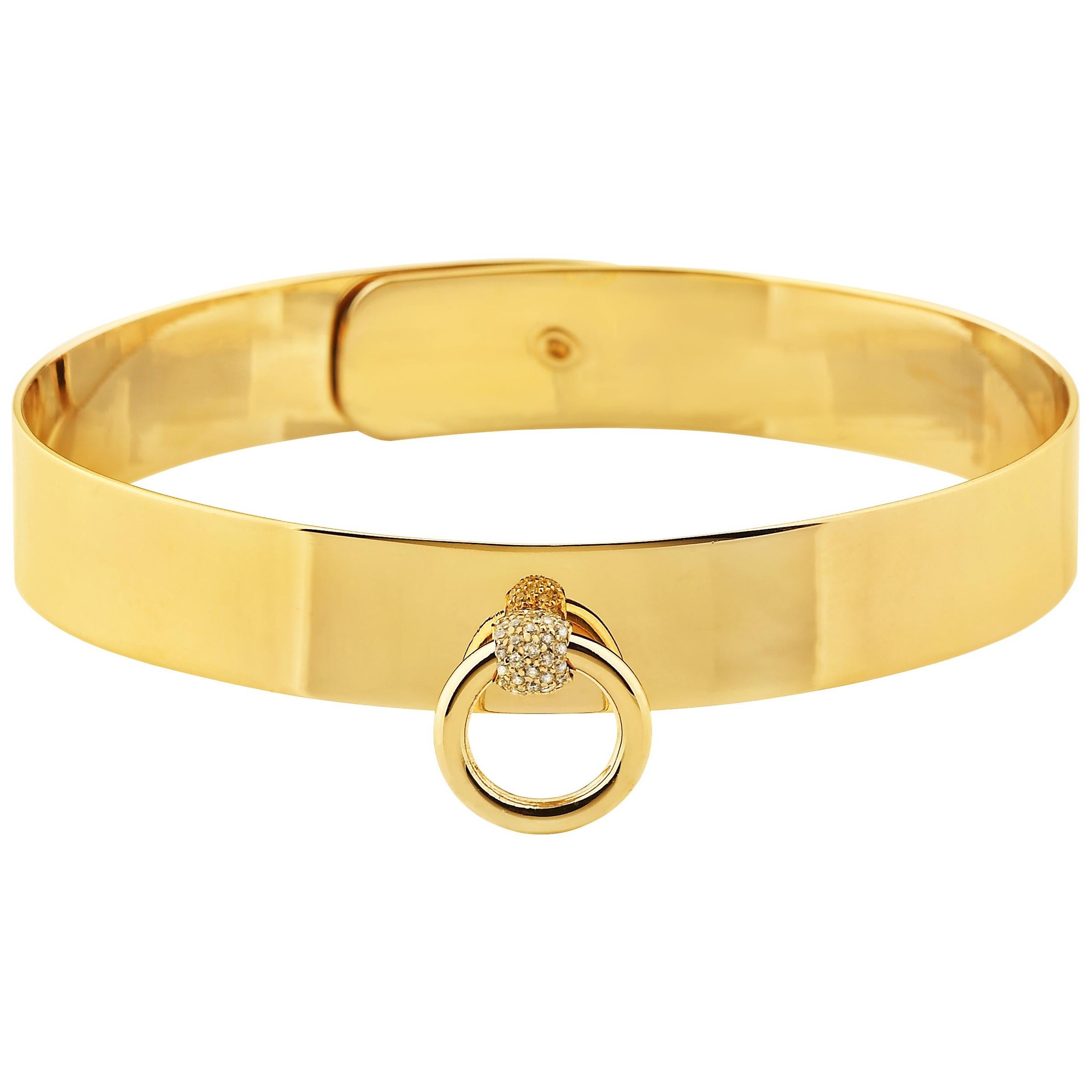 Betony Vernon "O-Ring Cuff mini Diamond Pavée" Bracelet 18 Karat Gold in Stock For Sale