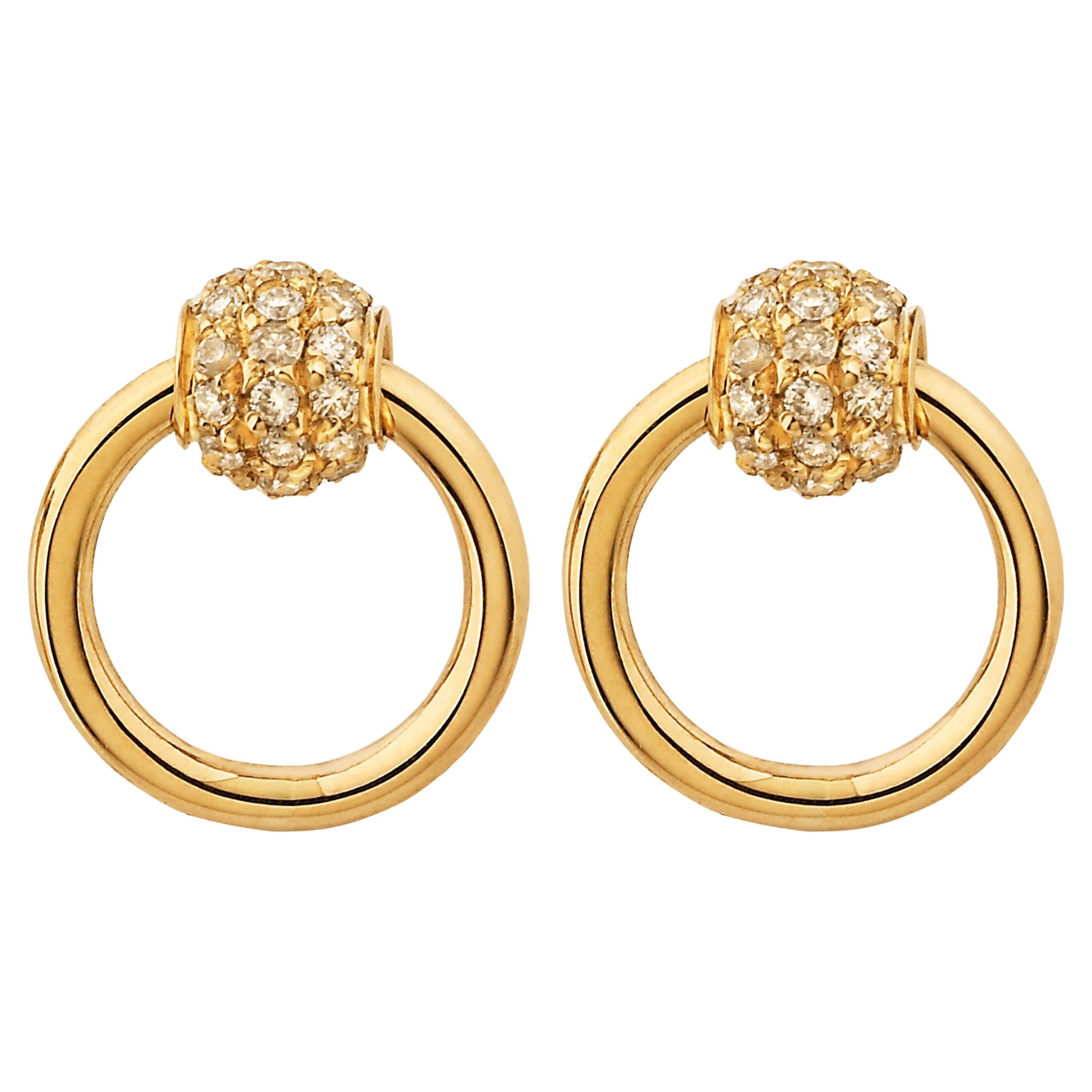 Betony Vernon "O'Ring Earrings Diamond Pavée mini" 18K Gold Diamond in Stock