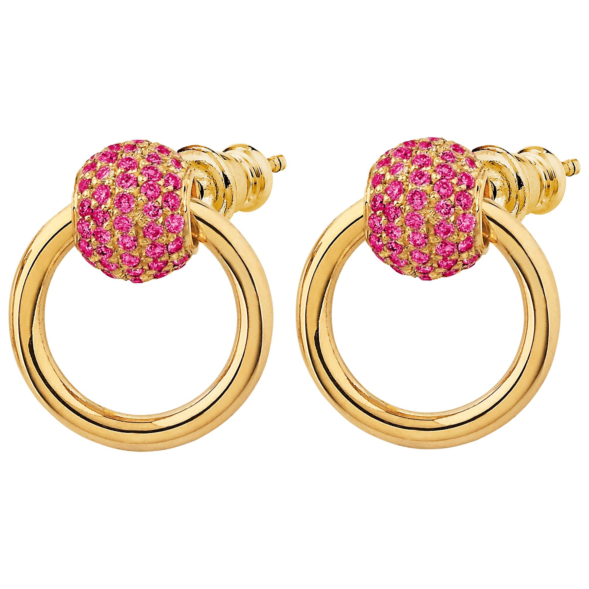 Betony Vernon "O'Ring Earrings Ruby Pavée" 18 Karat Gold For Sale