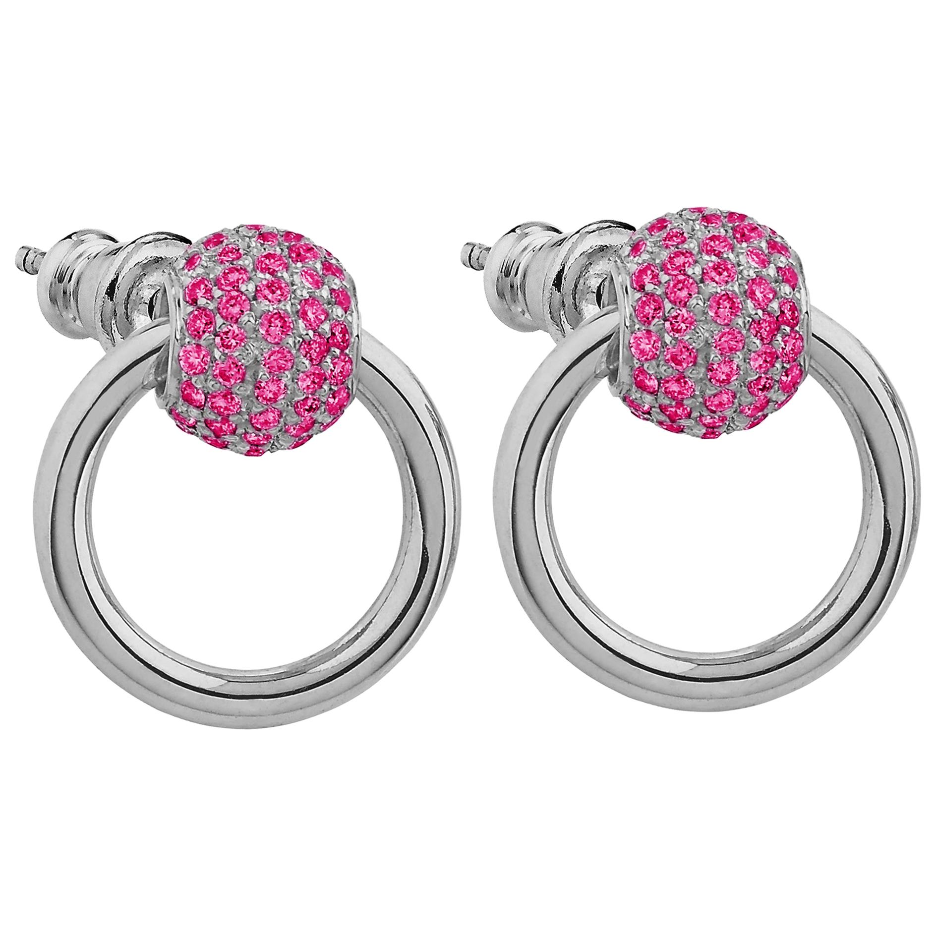 Betony Vernon "O-Ring Earrings Ruby Pavée" Sterling Silver 925 Ruby in Stock For Sale