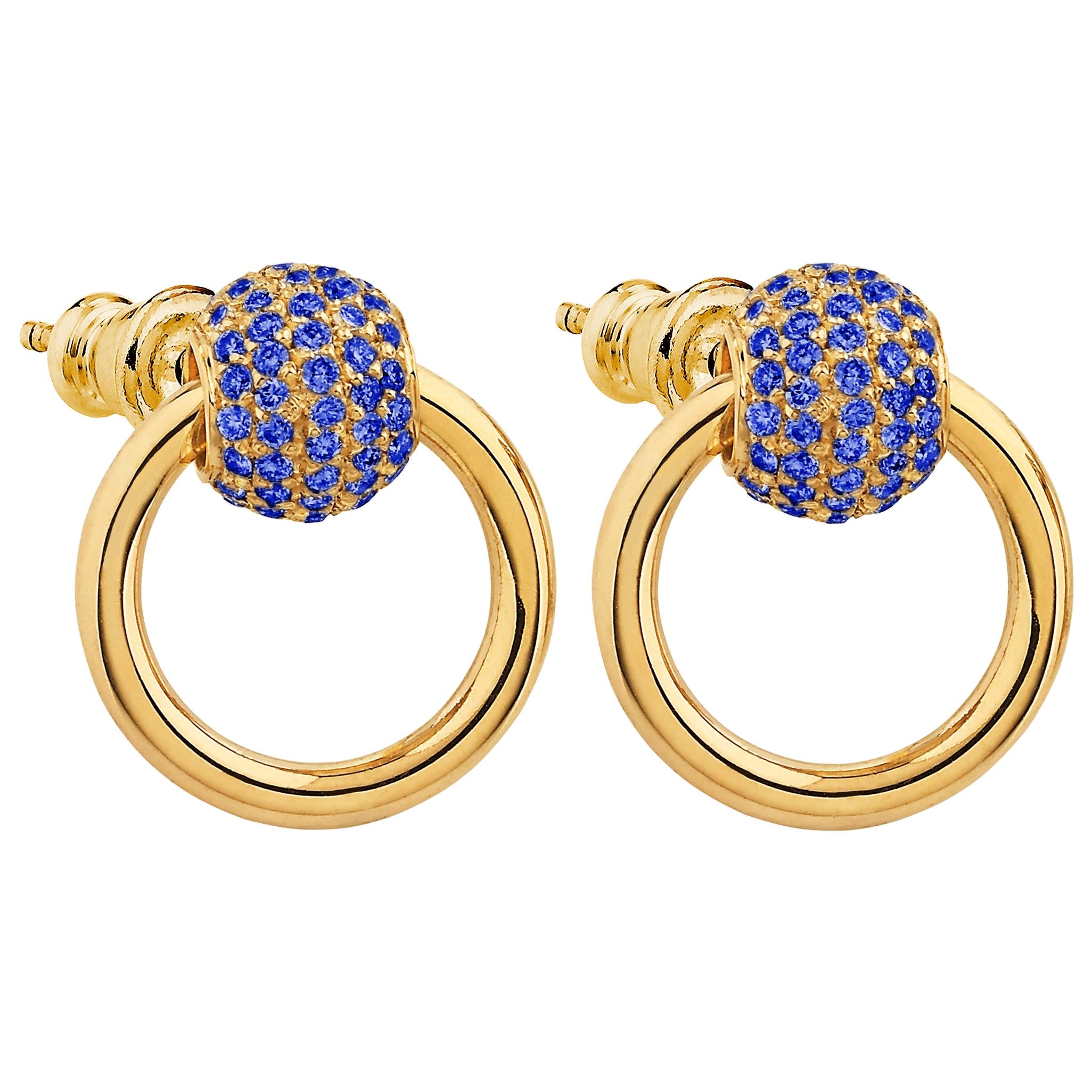 Betony Vernon "O'Ring Earrings Sapphire Pavée" 18 Karat Gold