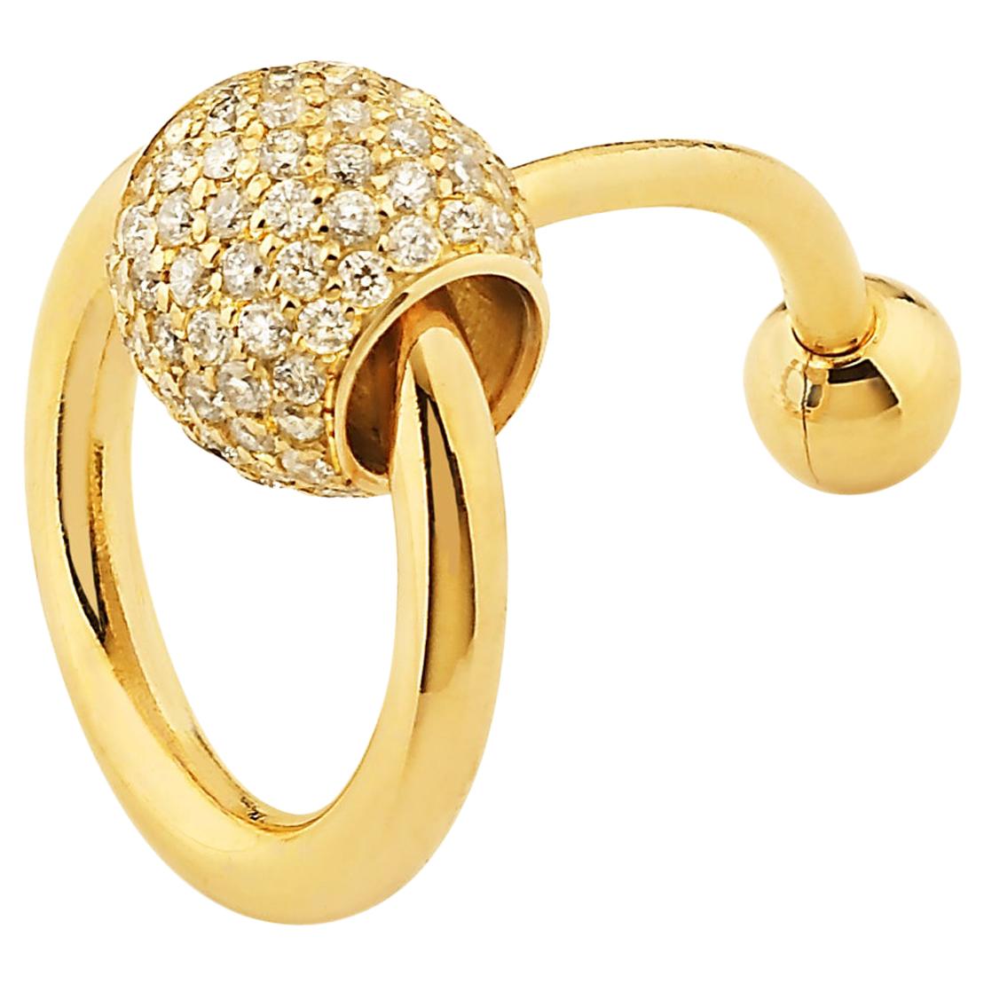 Piercing de nombril "O-Ring" de Betony Vernon Or 18K Pavée Diamant en vente