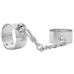 Retro Betony Vernon "O'Ring Wrist Cuff Large Set" Bracelet Pair with link Sterling 925