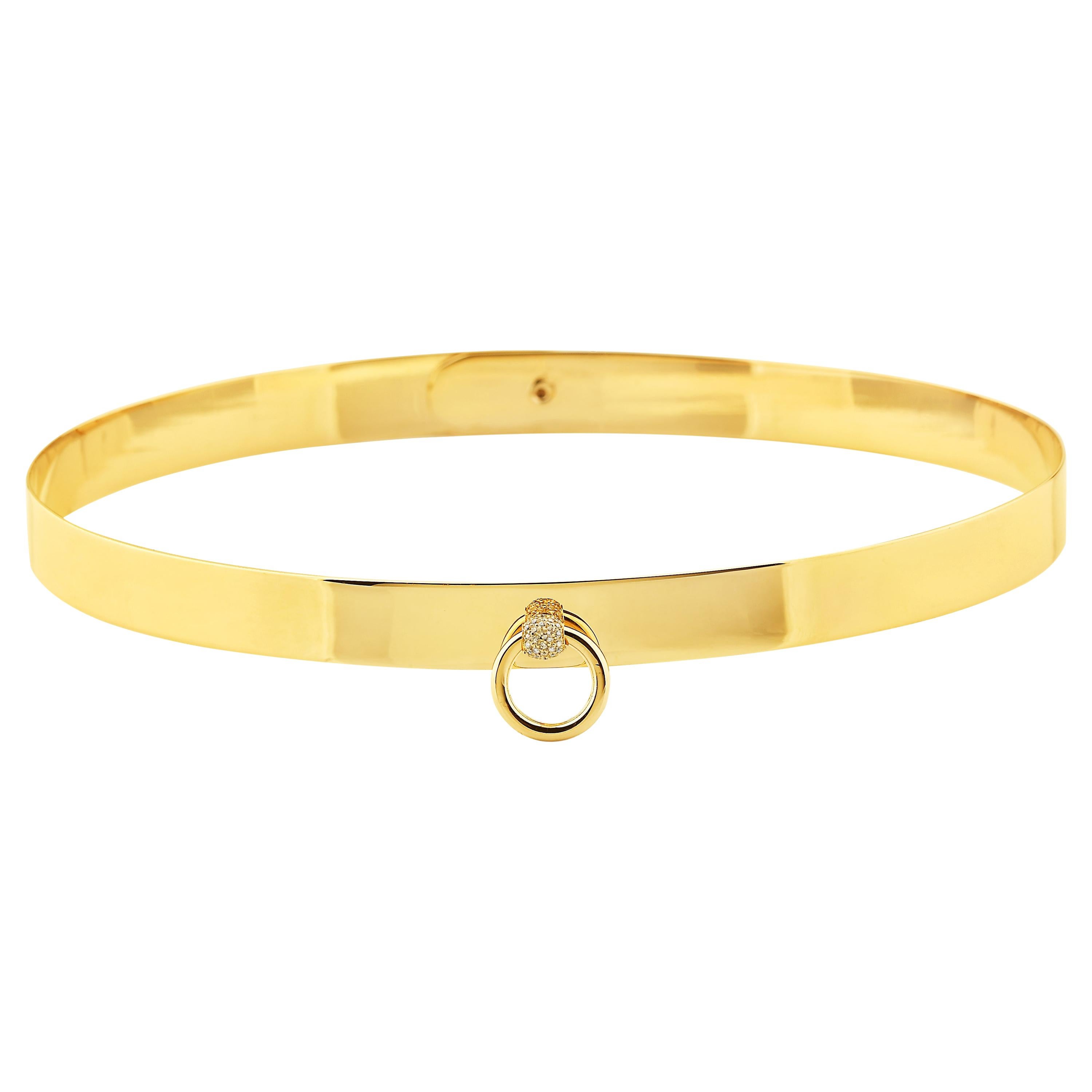 Halskette "O'Ring Choker Mini Diamond Pavée" von Vernon aus 18 Karat Gold, auf Lager