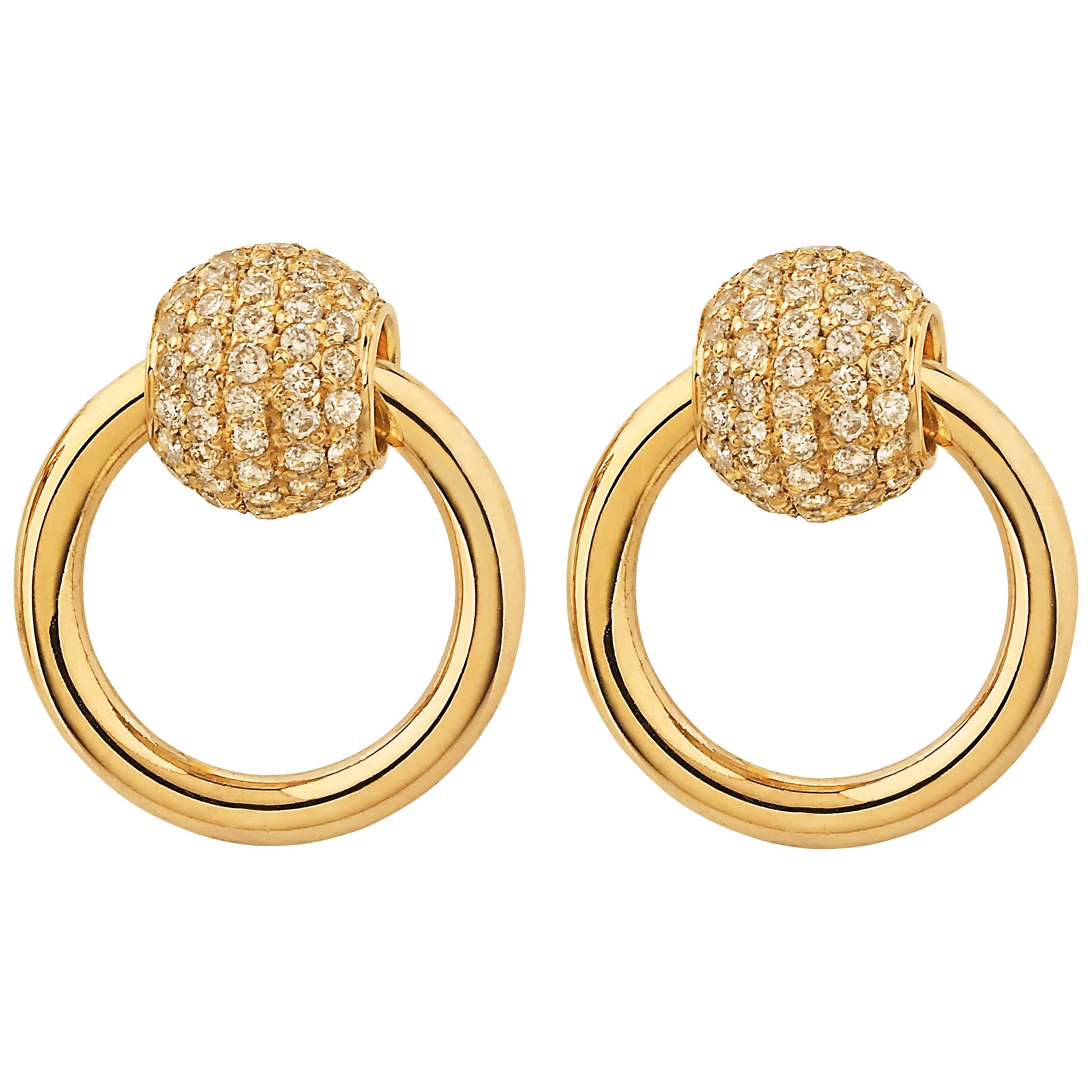 Boucles d'oreilles Betony Vernon « O'Ring Earrings Diamond Pavée » en or 18 carats et diamants