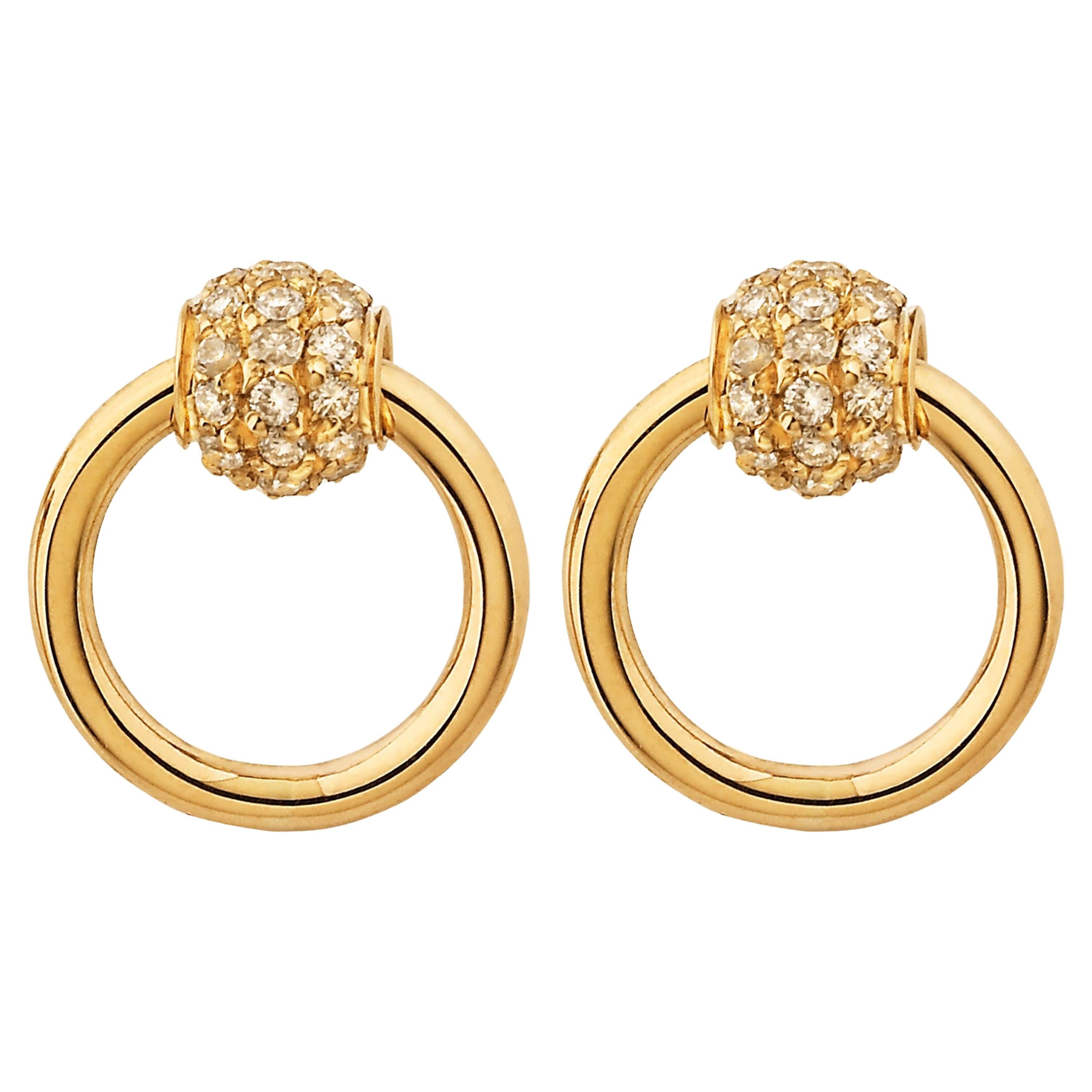 Betony Vernon "O'Ring Pendientes Diamante Pavée mini" Oro 18K Diamante en Stock