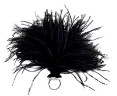 Betony Vernon "Ostrich Feather Puff" Black Ring Sterling Silver 925
