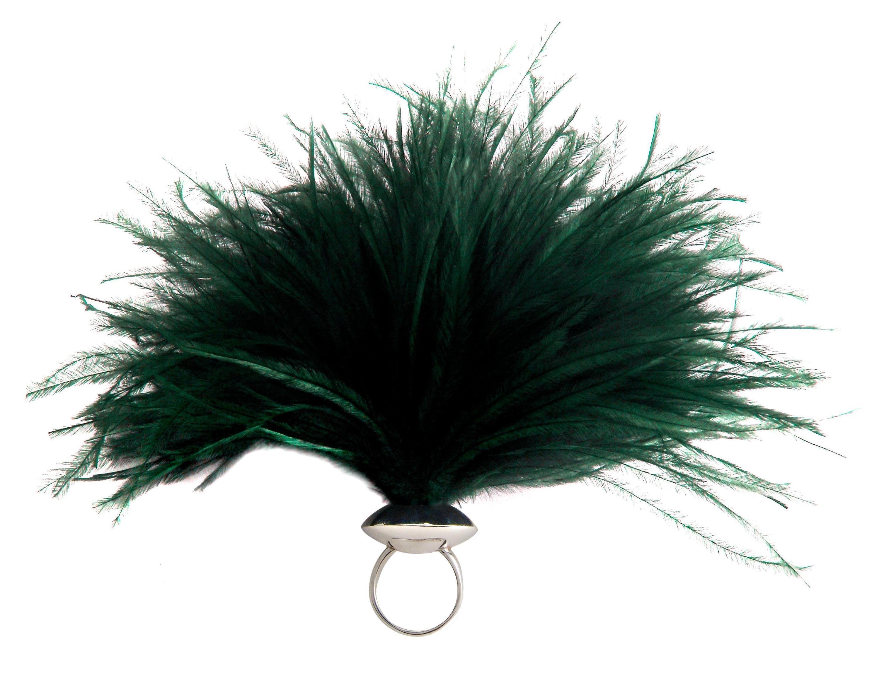 Betony Vernon, bague « Ostrich Feather Puff » noire en argent sterling 925 en stock en vente 7