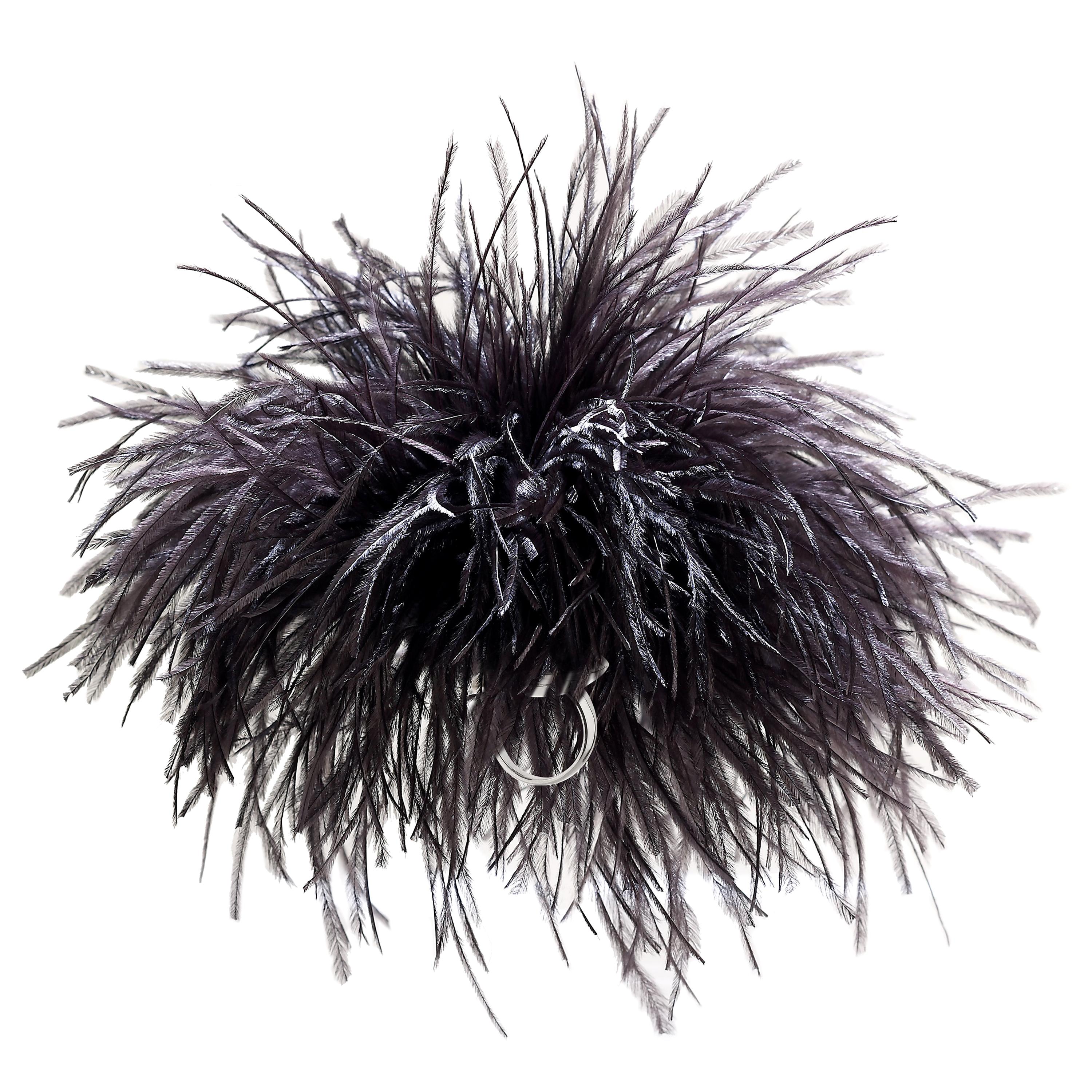 Betony Vernon "Ostrich Feather Puff" Black Ring Sterling Silver 925 in Stock