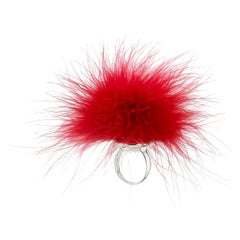 Betony Vernon Red "Marabou Pleasure Puff Ring" Ring Sterling Silver 925 in Stock