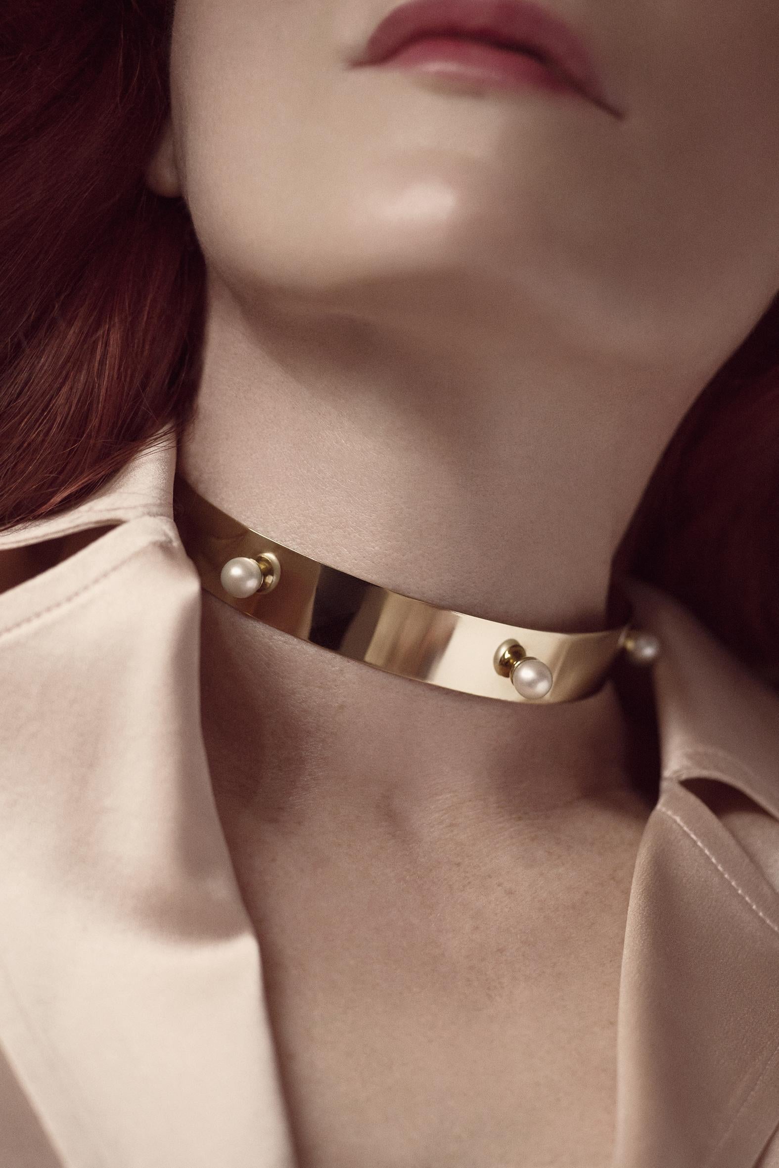Betony Vernon „Five Perlen Choker“ Halskette 18 Karat Gold auf Lager für Damen oder Herren im Angebot