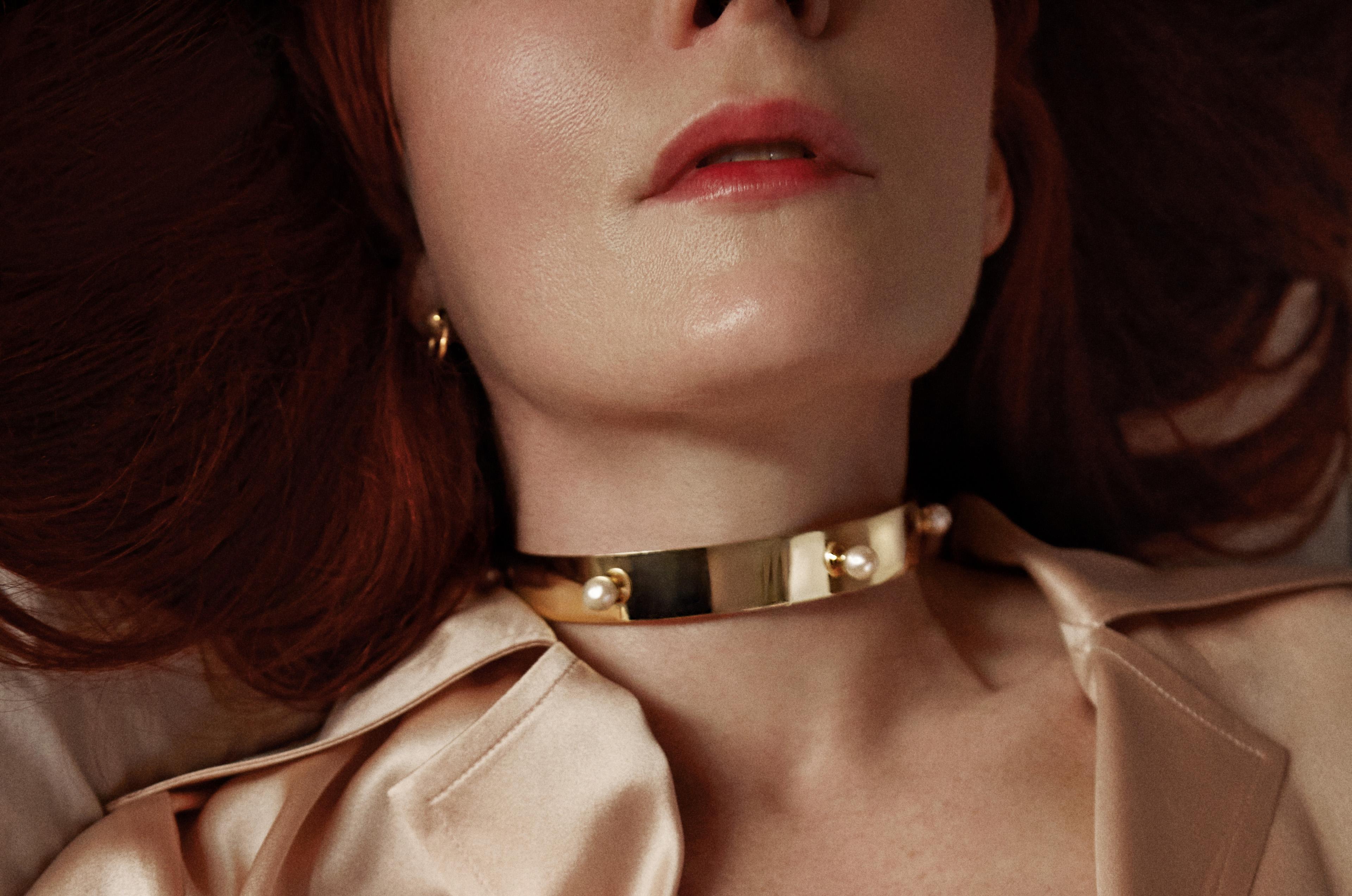 Betony Vernon Collier ras du cou « Five Pearls Choker » en argent sterling en stock en vente 2