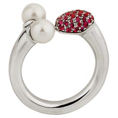Betony Vernon "Sleeping Ring" Small Sterling Silver 925, Ruby, Pearls in Stock