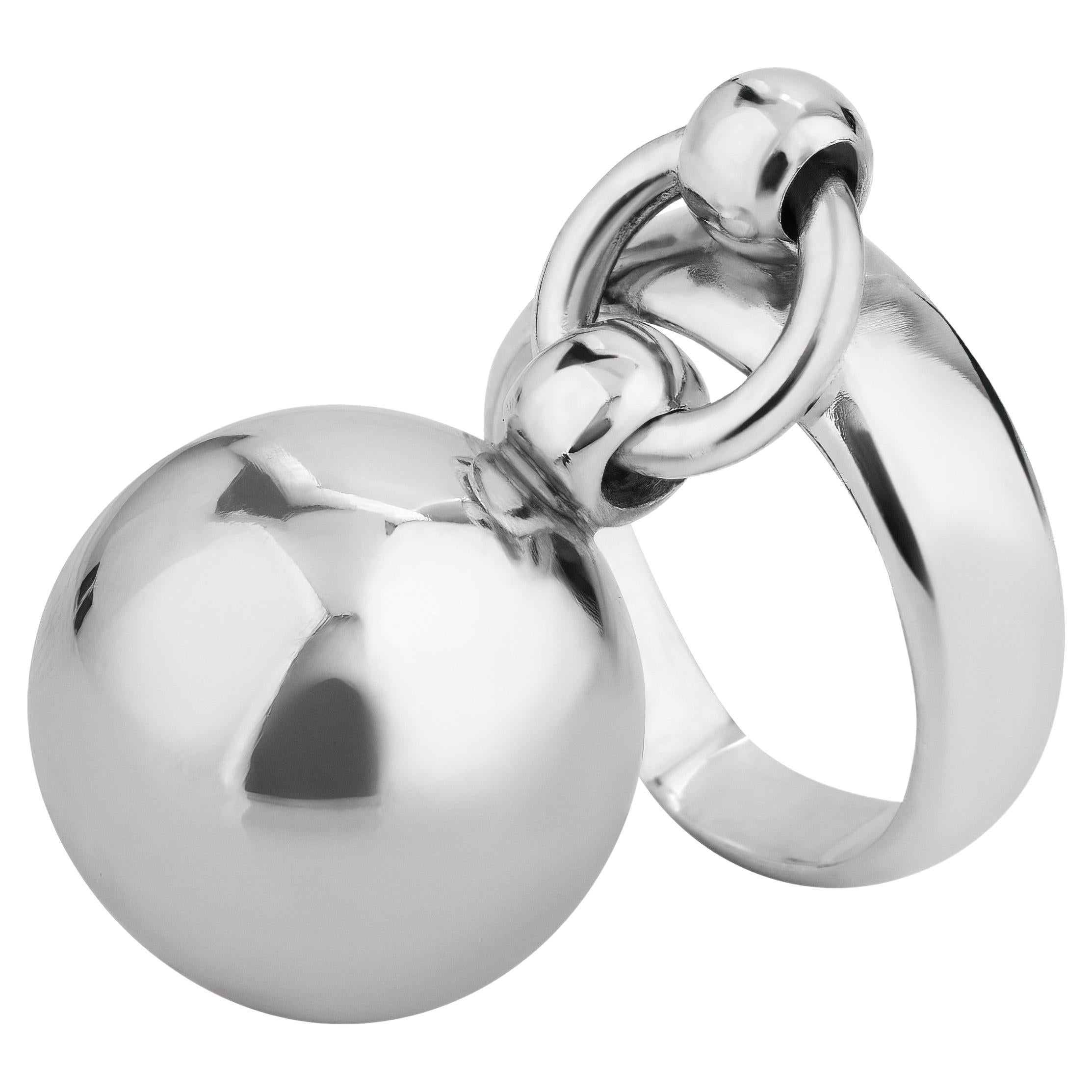 Betony Vernon "Sphere Piercing Ring" Ring Large Sterling Silver 925 in Stock For Sale