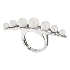 Vintage Betony Vernon "String of Pearls Massage Ring" Sterling Silver 925