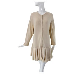 Betsey Johnson 1980s Punk Label Off White Chunky Knit Cardigan Skirted Sweater