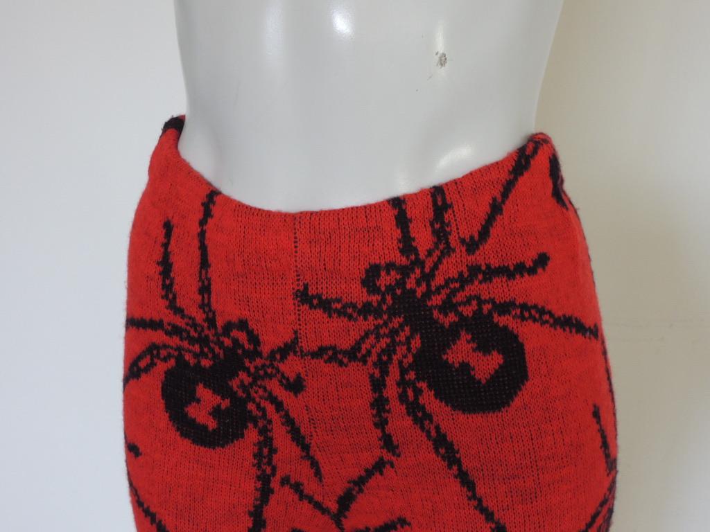 Women's Betsey Johnson 1980s Punk Label Red Knit Spider Leggings