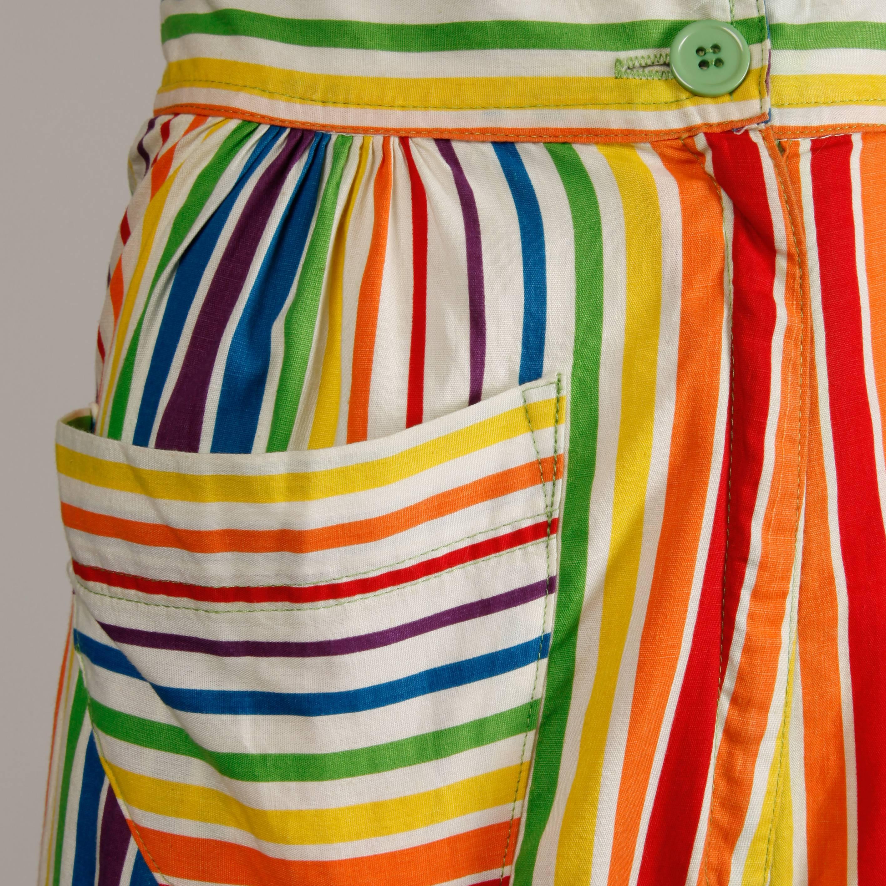 Betsey Johnson for Alley Cat Vintage Rainbow Striped Palazzo Pants, 1970s For Sale 3