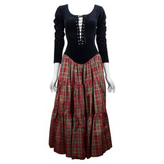 Betsey Johnson Long Sleeved Tartan Dress, c. 80's, US 4/6