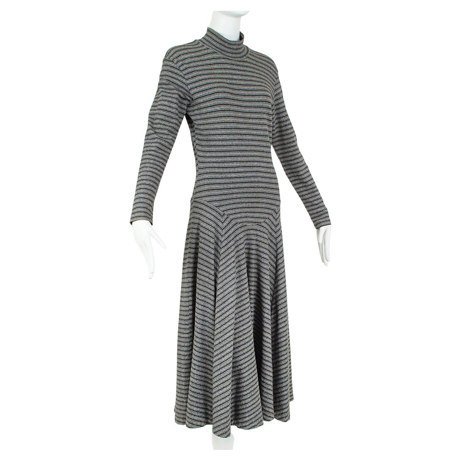 Betsey Johnson Punk Label Grey Jersey Mock-Neck Princess Midi Dress – M,  1980s For Sale at 1stDibs