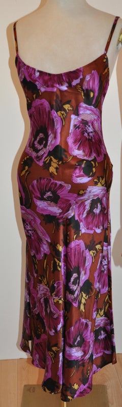 Betsey Johnson Rich Shades Of Violet & Coco Brown Bias-Cut Form-Fitting Maxi