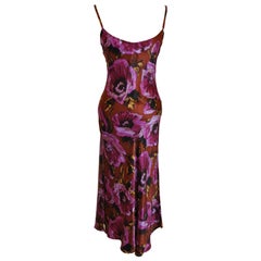 Betsey Johnson Rich Shades Of Violet & Coco Brown Bias-Cut Form-Fitting Maxi