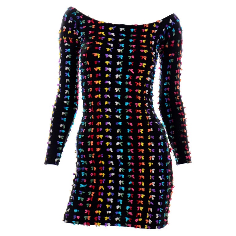 floral midi wedding guest dress Mac Duggal - Black Multicolor Bustier Embroidered Floral A-Line Dress