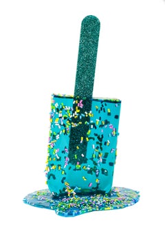 "Aqua Sprinkle Pop" -  Resin Popsicle Sculpture