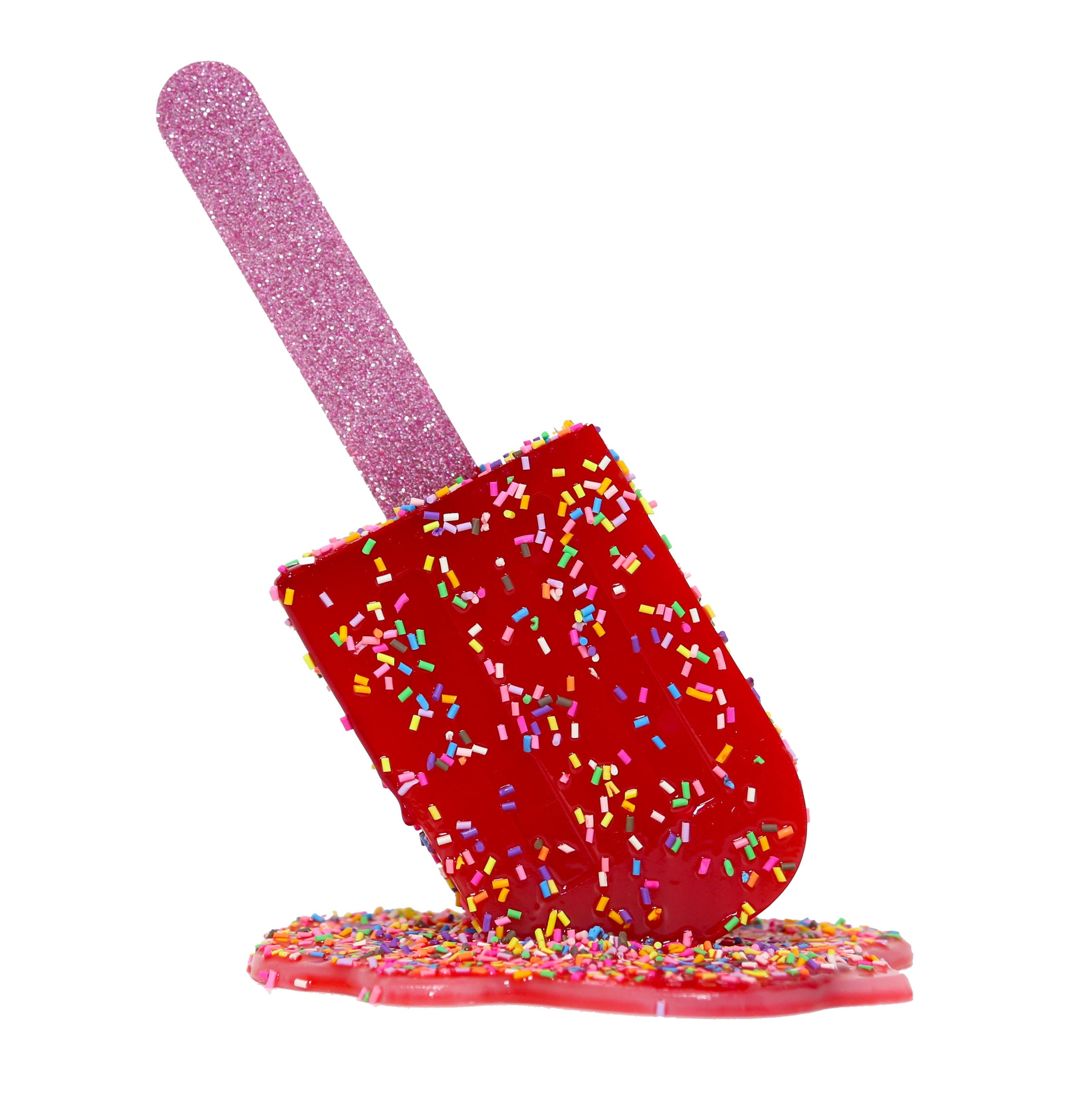 "Bigger Cherry Sprinkle Popsicle " -  Resin Popsicle Sculpture