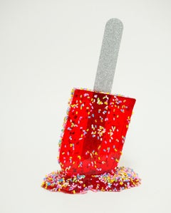 "Bigger Red Sprinkle Popsicle " -  Resin Popsicle Sculpture