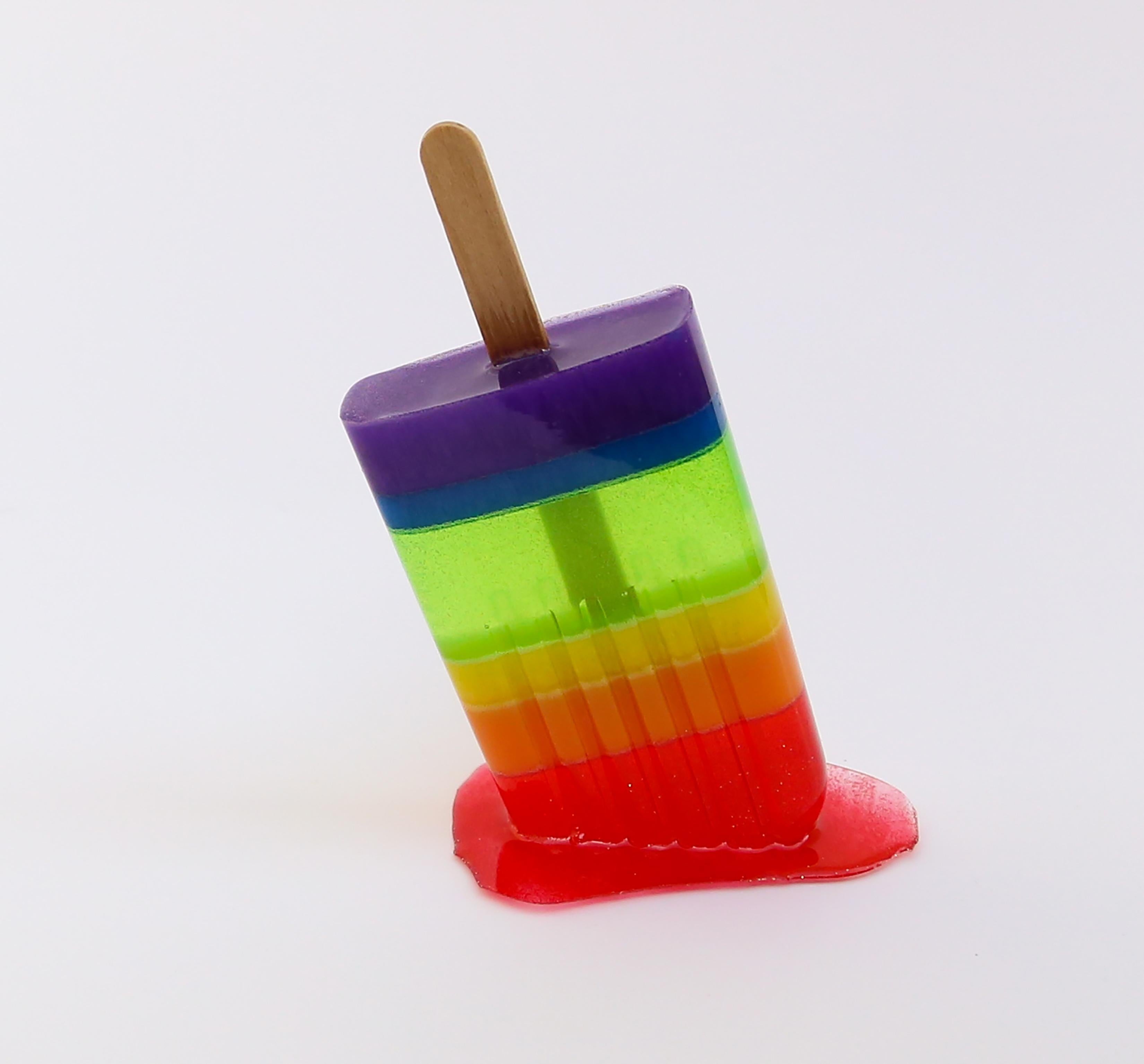 Betsy Enzensberger Figurative Sculpture - "Rainbow Popsicle"-Original Resin Sculpture 