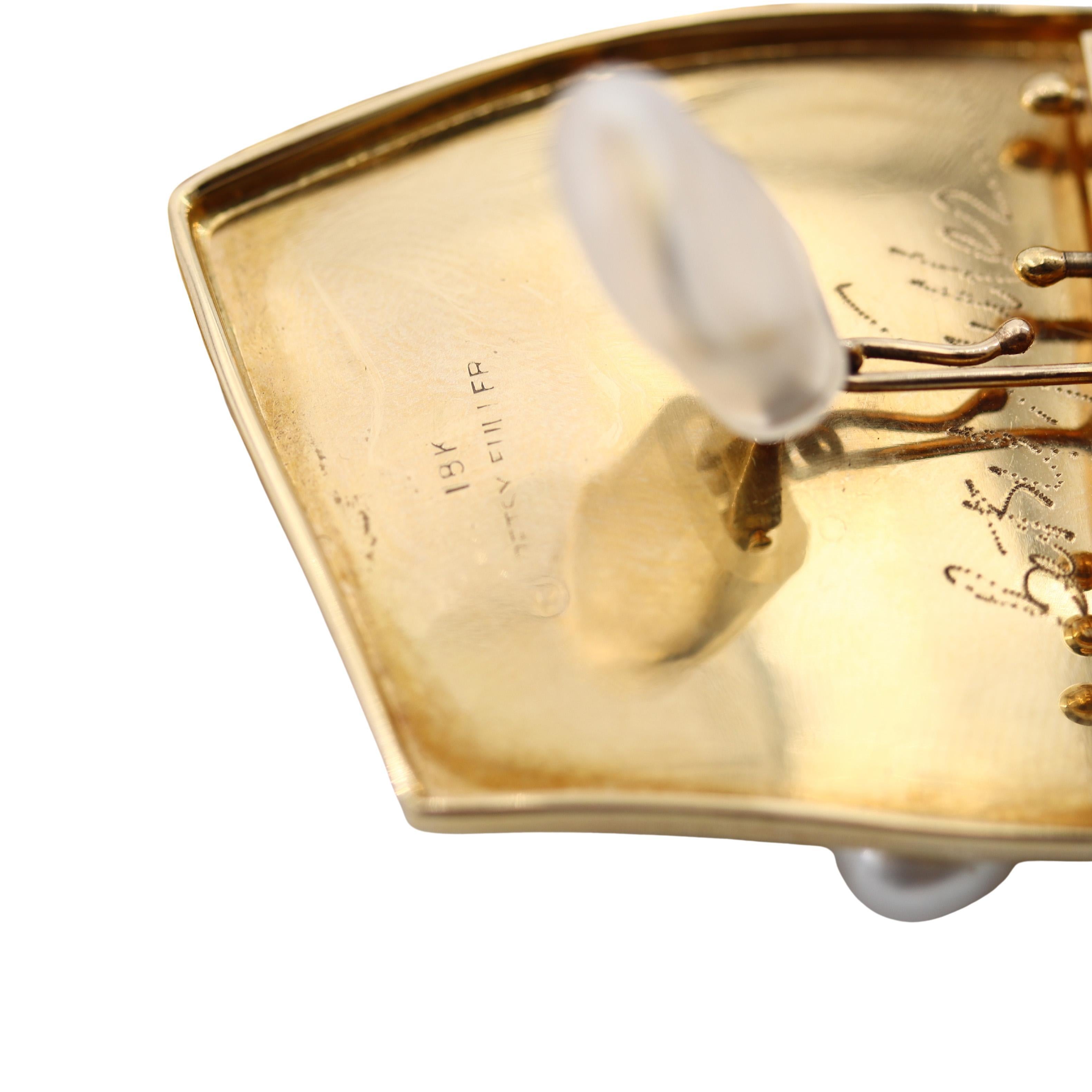 Donna BETSY FULLER Orecchini a clip scultorei in oro 18Kt con perle e tormaline in vendita