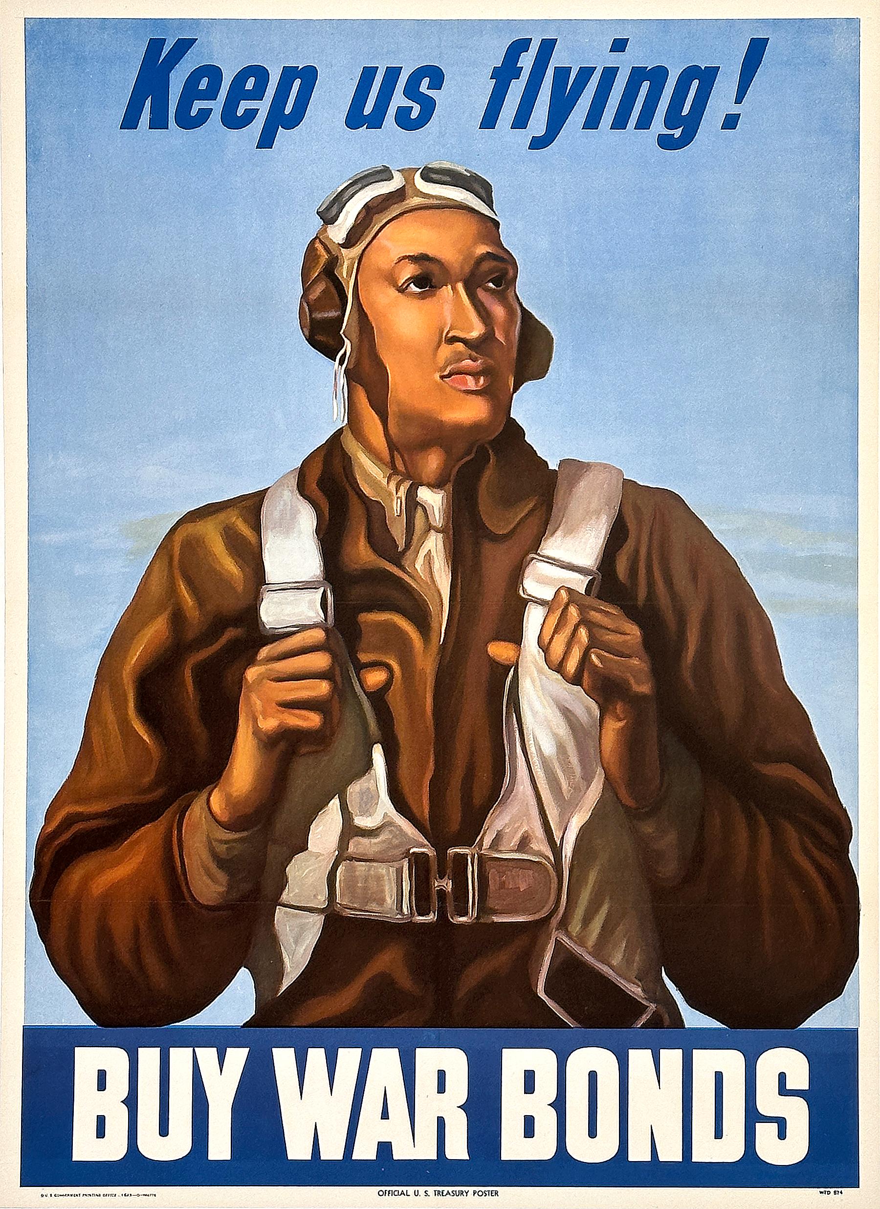 Keep Us Flying Tuskegee Airman Comprar Bonos de Guerra Cartel 1943