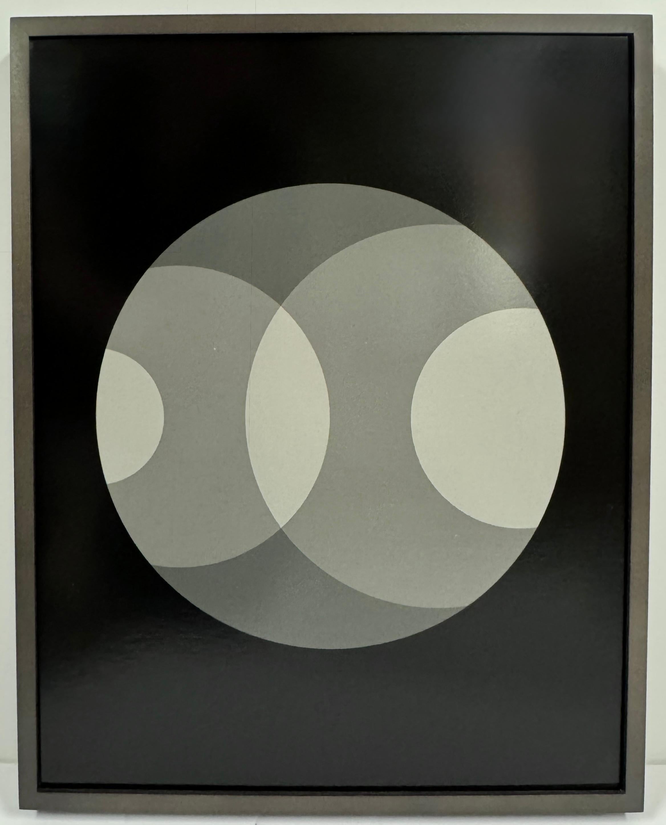 Betsy Kenyon Black and White Photograph - Black & white photograph, small-scale, abstract geometric circles, framed, 2020