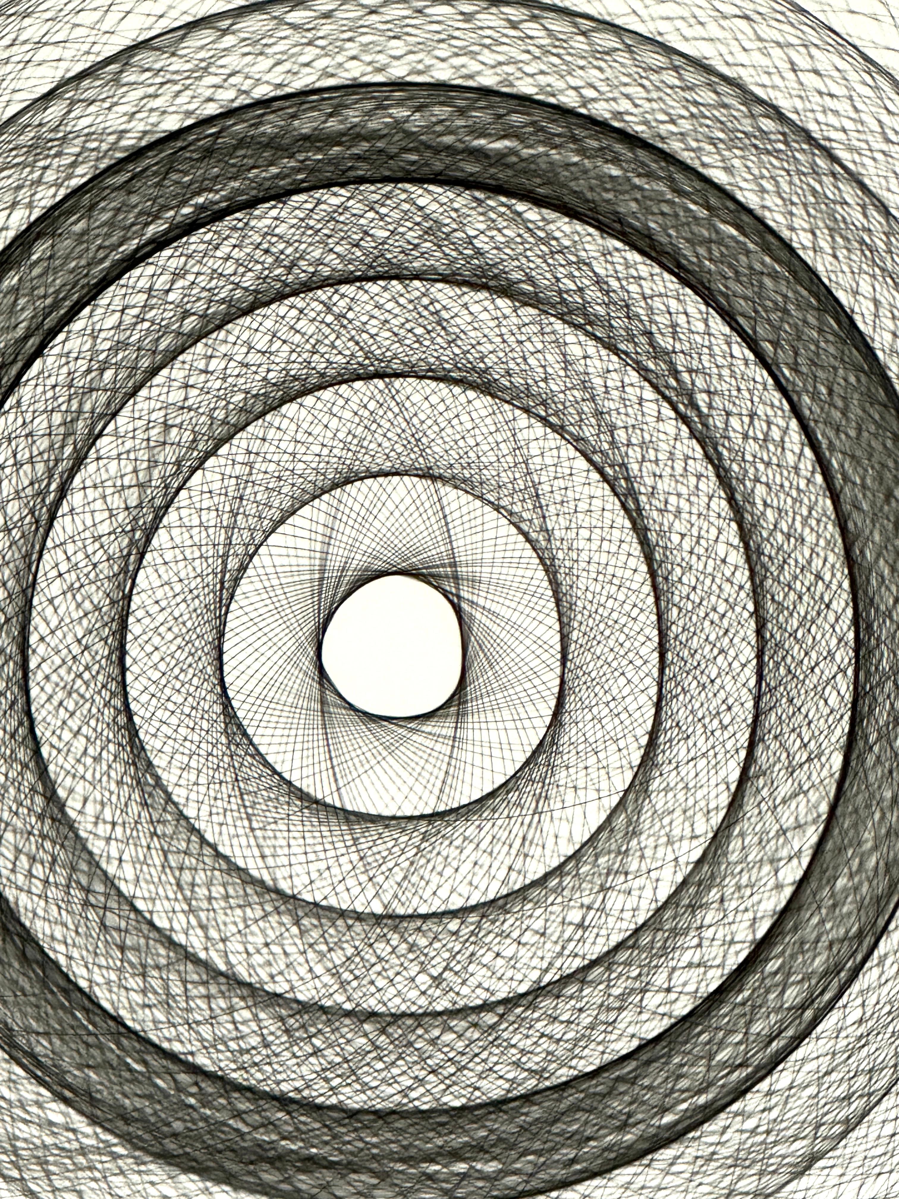 Black & White Photograph, Gelatin Silver Print, Abstract Geometric Circles - Gray Abstract Photograph by Betsy Kenyon