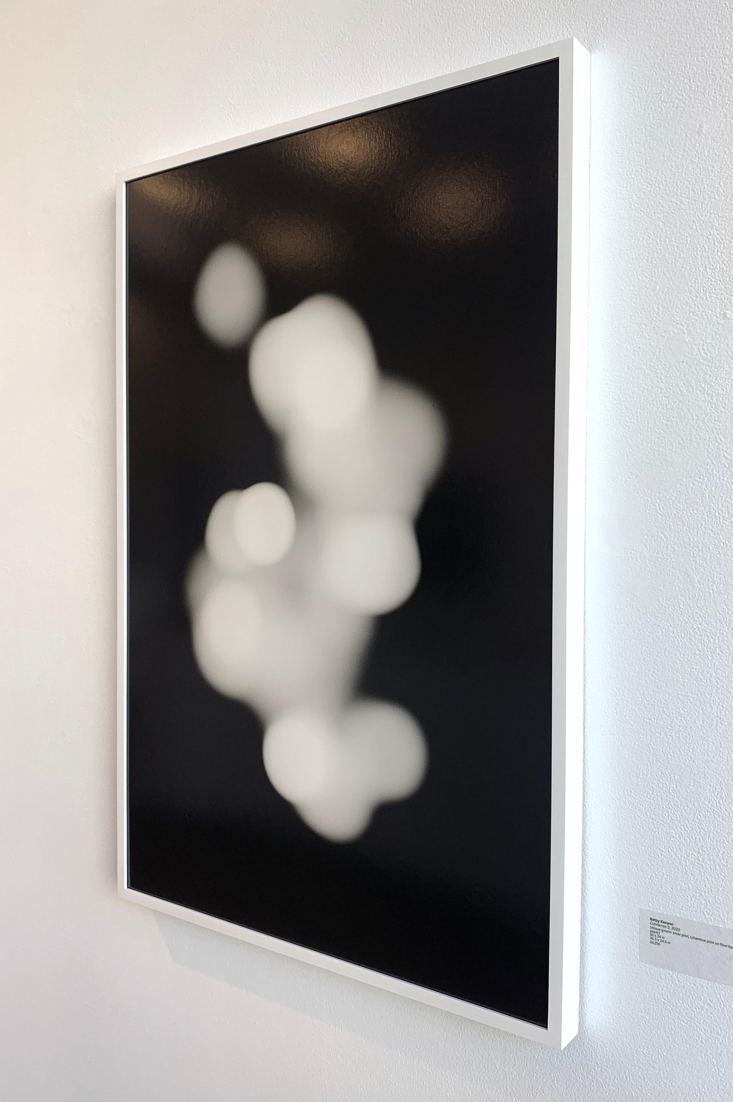 Gran enmarcado en blanco y negro abstracto vertical Impresión única en gelatina de plata - Photograph de Betsy Kenyon
